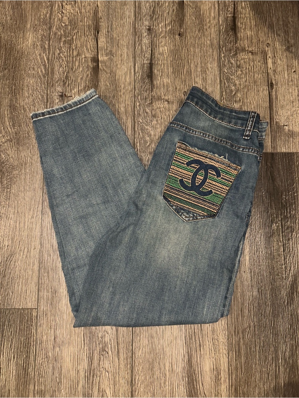 Women’s Blue Denim Jeans with Embroidered Pocket